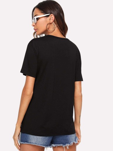 Contrast Tag Cut Out Detail Tee