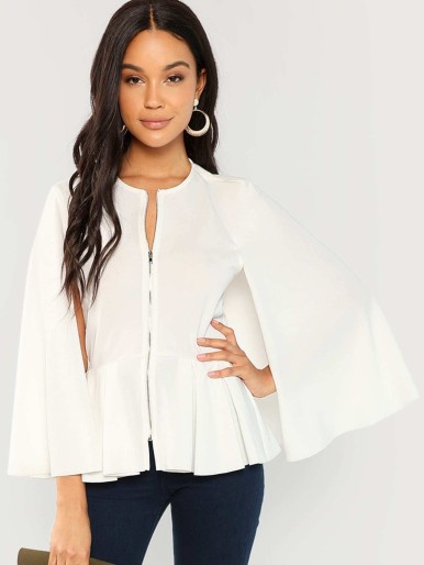 SHEIN Zip Up Peplum Coat