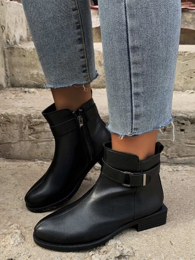 Side Zipper Ankle Boots