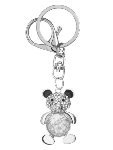 Silver Rhinestone Bear Keychain