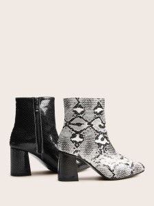 Snakeskin Chunky Heeled Ankle Boots