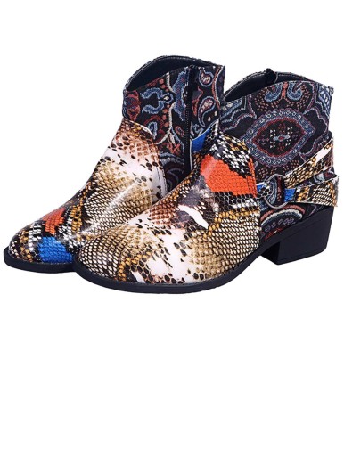 Snakeskin Print Ankle Boots