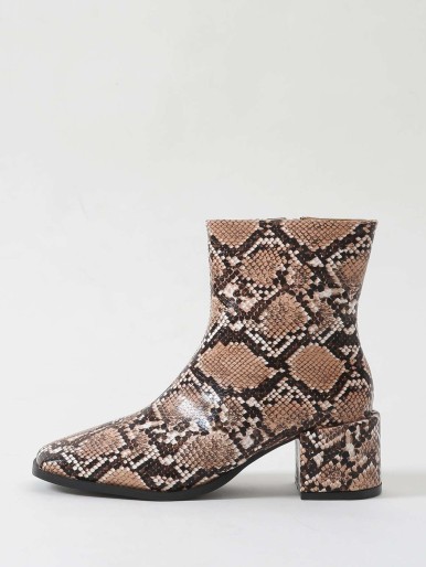 Snakeskin Print Ankle Boots