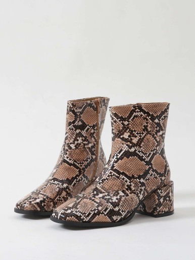 Snakeskin Print Ankle Boots