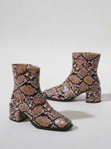 Snakeskin Print Ankle Boots