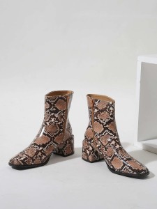 Snakeskin Print Ankle Boots