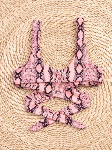 Snakeskin Wrap Bikini Top