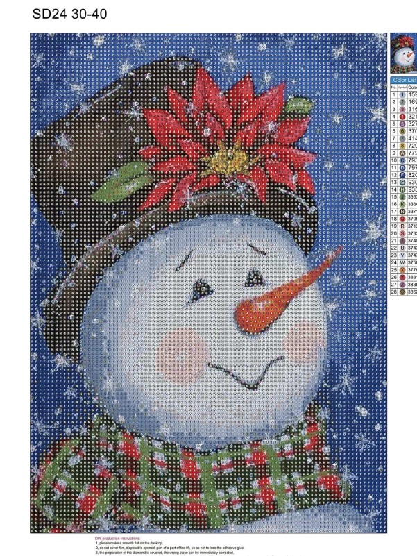 Snowman Print DIY Diamond Painting Without Frame