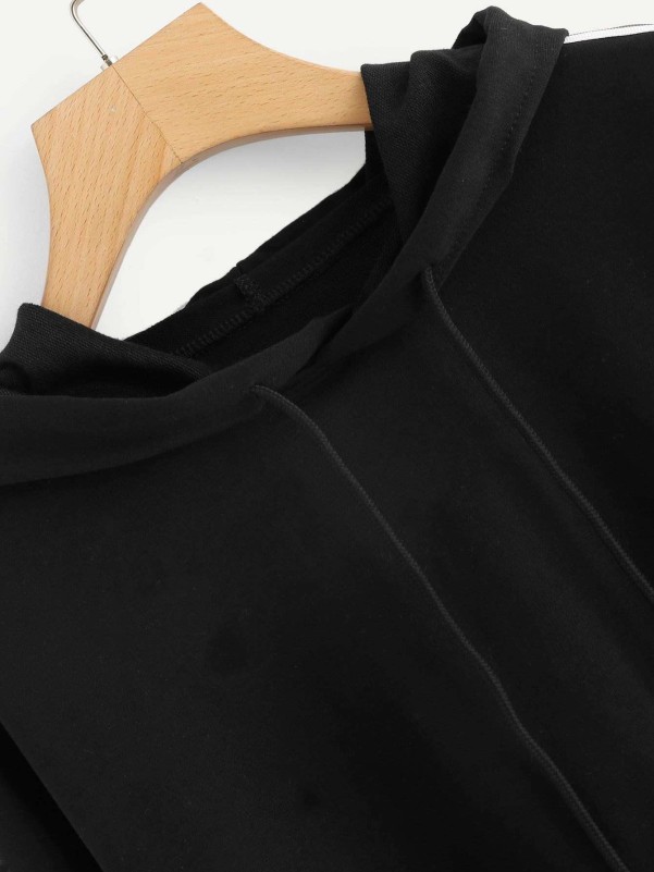 Contrast Taped Side Hooded Sweatshirt