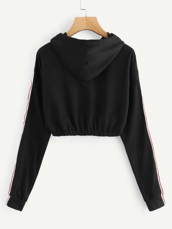 Contrast Taped Side Hooded Sweatshirt