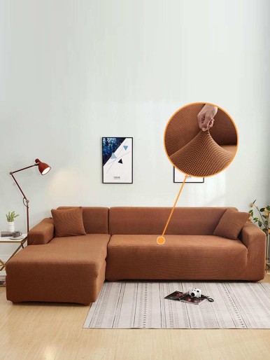 Solid Color Sofa Cover & 1pc Cushion Cover Without Filler