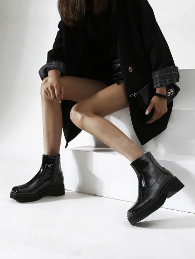 Side Zipper Minimalist Ankle Boots