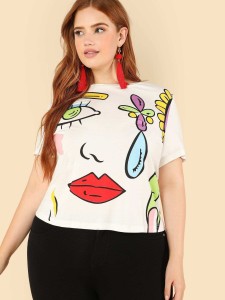 Plus Abstract Portrait Painting T-shirt