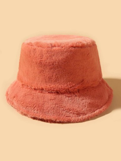 Solid Plush Bucket Hat