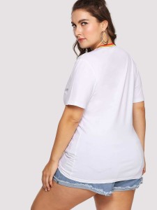 Plus Contrast Binding Letter Print Tee