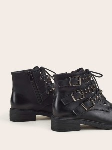 Spiked & Buckle Decor Combat Boots