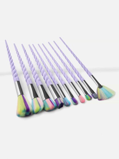 Spiral Handle Colourful Makeup Brush Set 10pcs