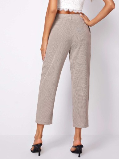 Split Side Crop Tailored Pants Without Belted