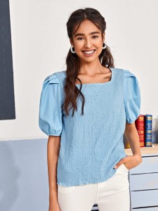 Square Neck Puff Sleeve Blouse