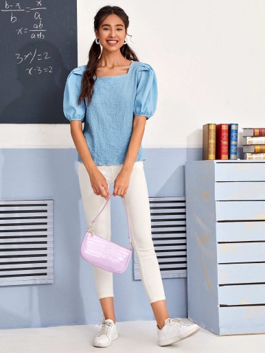 Square Neck Puff Sleeve Blouse