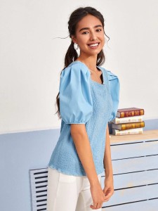 Square Neck Puff Sleeve Blouse