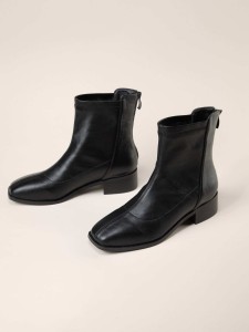 Square Toe Back Zipper Boots