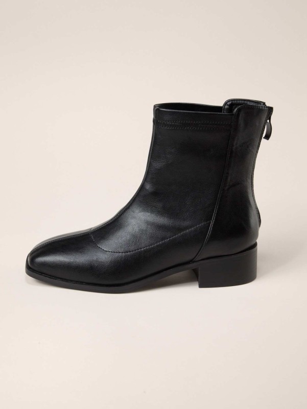 Square Toe Back Zipper Boots