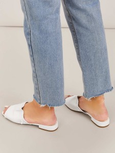 Square Toe Scrunched Band Flat Slide Sandals