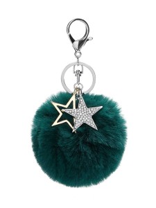 Star Detail Pom Pom Keychain