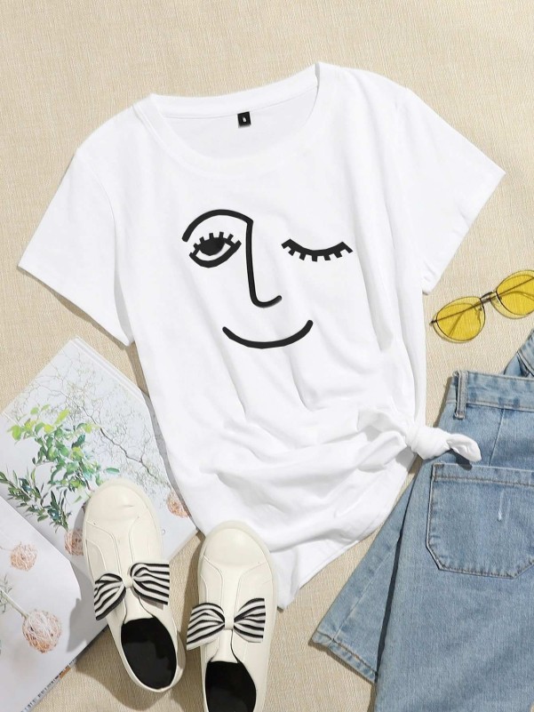 Stick Figure Graphic Short Sleeve Tee