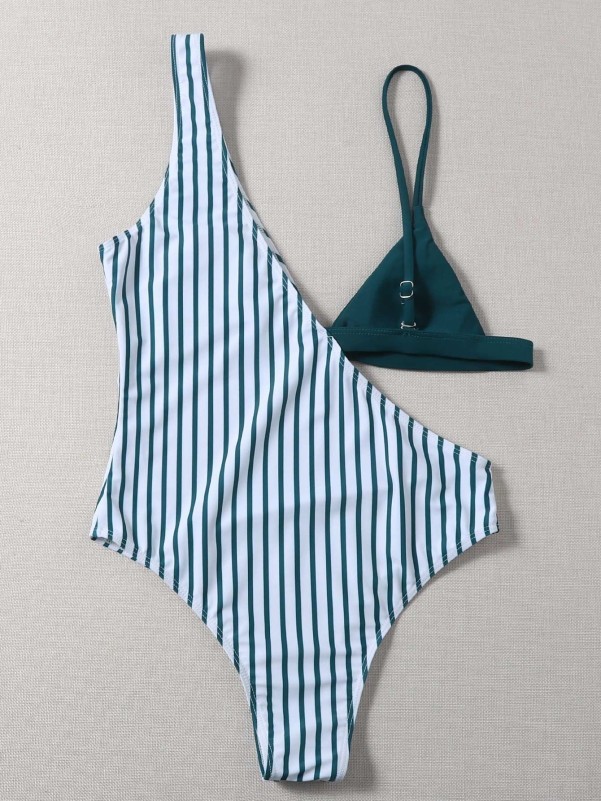 Striped Cut Out One Piece Swimsuit