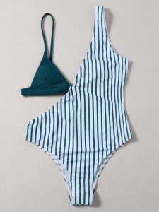 Striped Cut Out One Piece Swimsuit