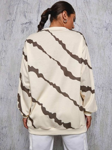 Striped Drop Shoulder Longline Sweatshirt
