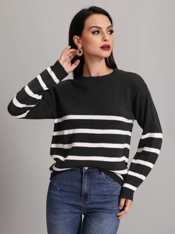 Striped Drop Shoulder Sweater