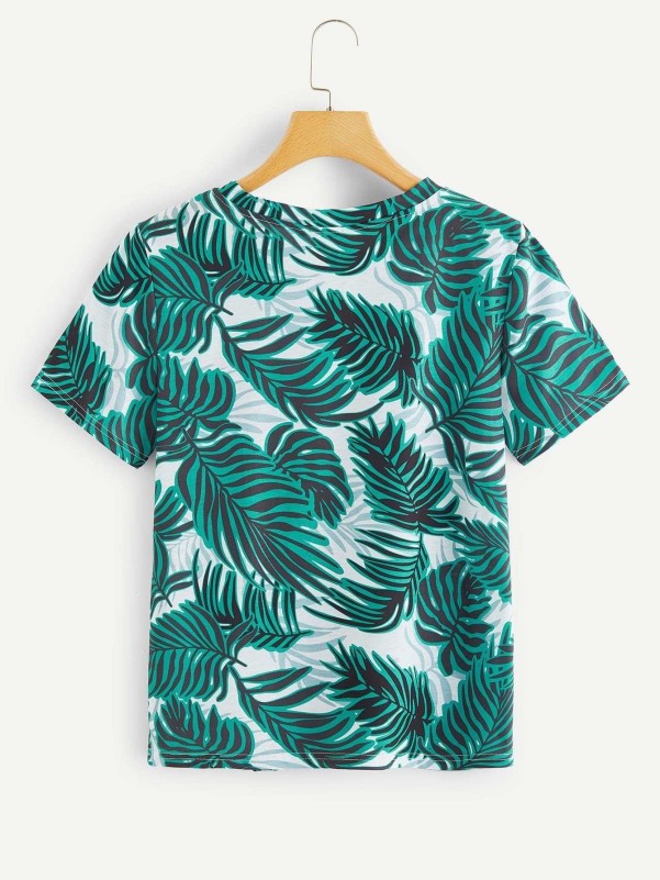 Allover Jungle Leaf Print Tee