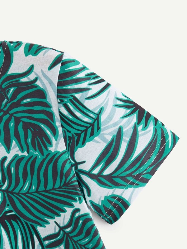 Allover Jungle Leaf Print Tee