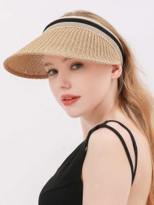 Striped Pattern Woven Visor Hat