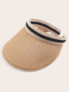 Striped Pattern Woven Visor Hat