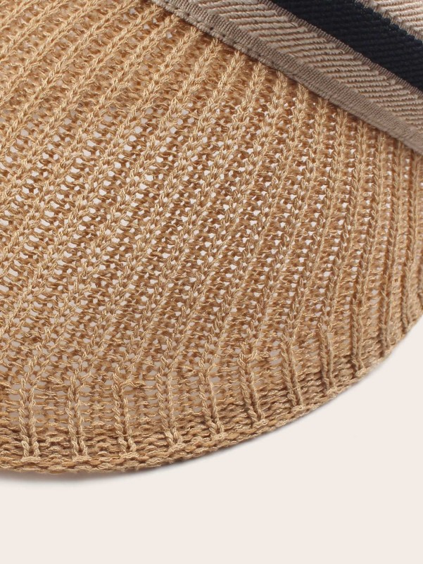 Striped Pattern Woven Visor Hat