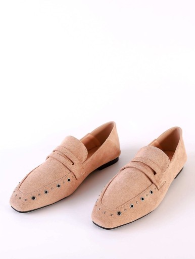 Studded Decor Suede Loafers