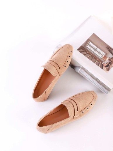 Studded Decor Suede Loafers