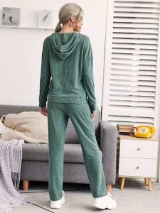 Textured Drop Shoulder Top & Drawstring Waist Pants PJ Set