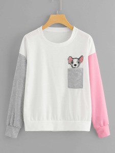 Drop Shoulder Animal Print Sweatshirt
