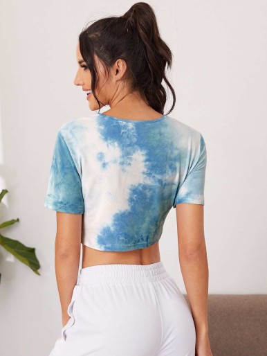 Tie Dye Crew Neck Crop Sports Tee