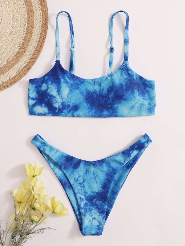 Tie Dye High Cut Bikini Swimsuit