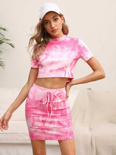 Tie Dye Rib-knit PJ Set