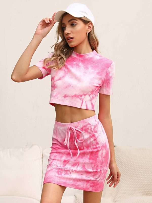 Tie Dye Rib-knit PJ Set