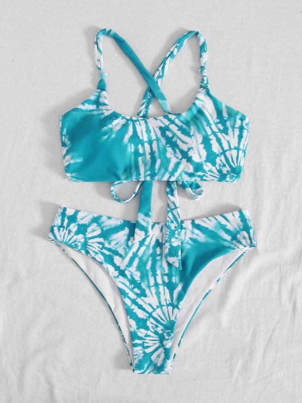 Tie Dye Tie Back Bikini Swimsuit