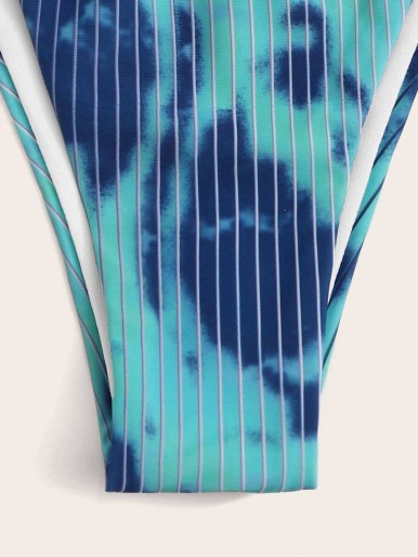 Tie Dye Triangle Tie Side Bikini Swimsuit