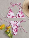 Tie Dye Triangle Tie Side Bikini Swimsuit